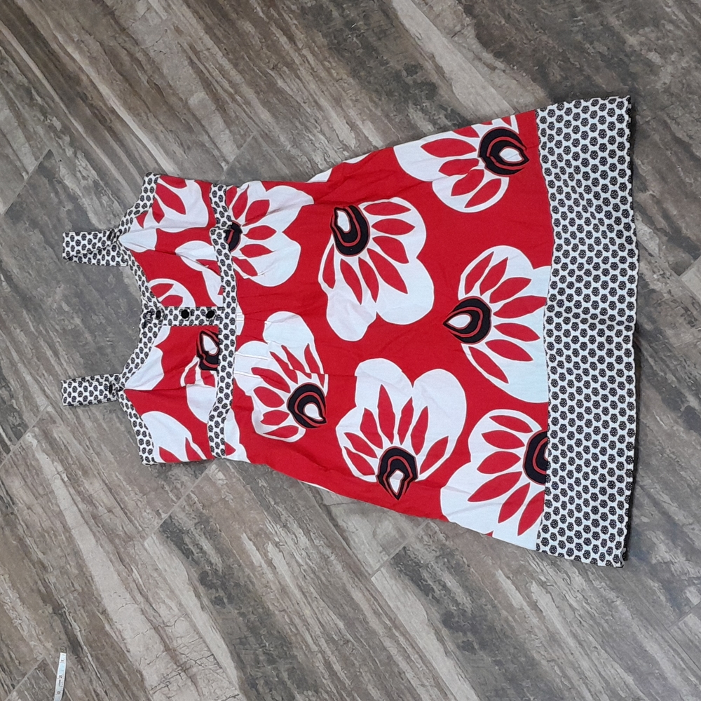 Ladies size 14 East 5th black red and white dress